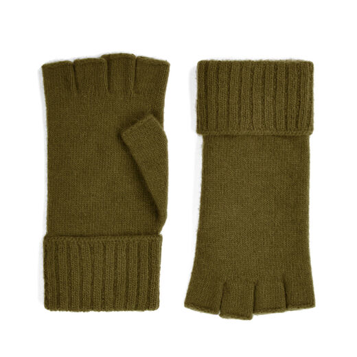Men's fingerless mustard gloves